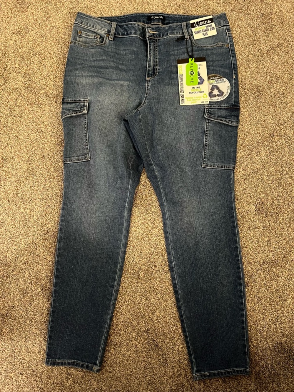 d. jeans Women’s Dark Wash Cargo Skinny Jeans - Blue